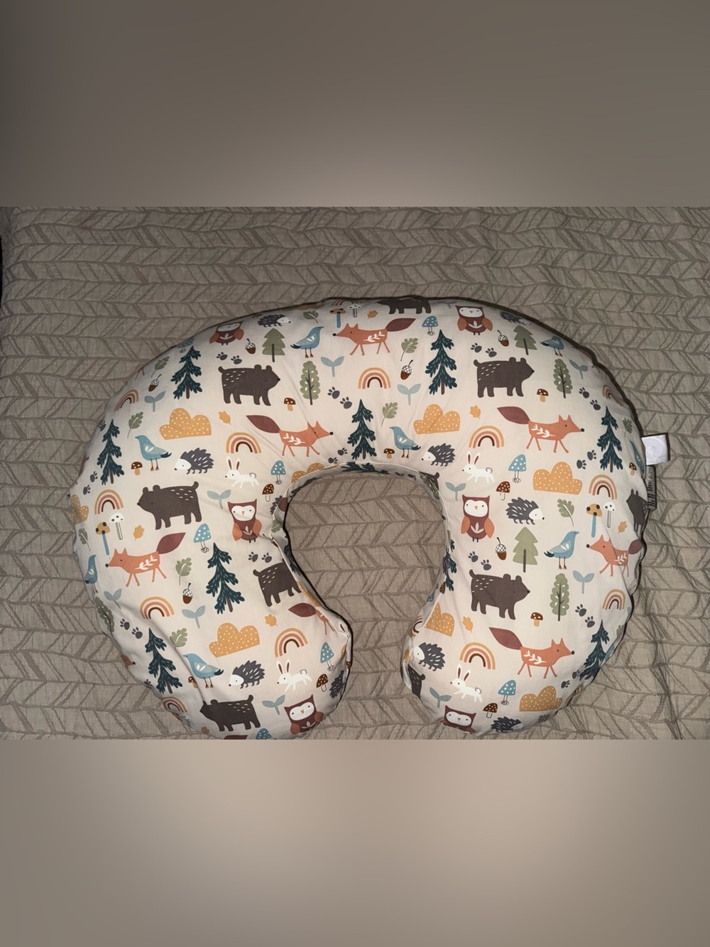 Boppy Nursing Support Pillow with Woodland Animals Removable Zip Cover